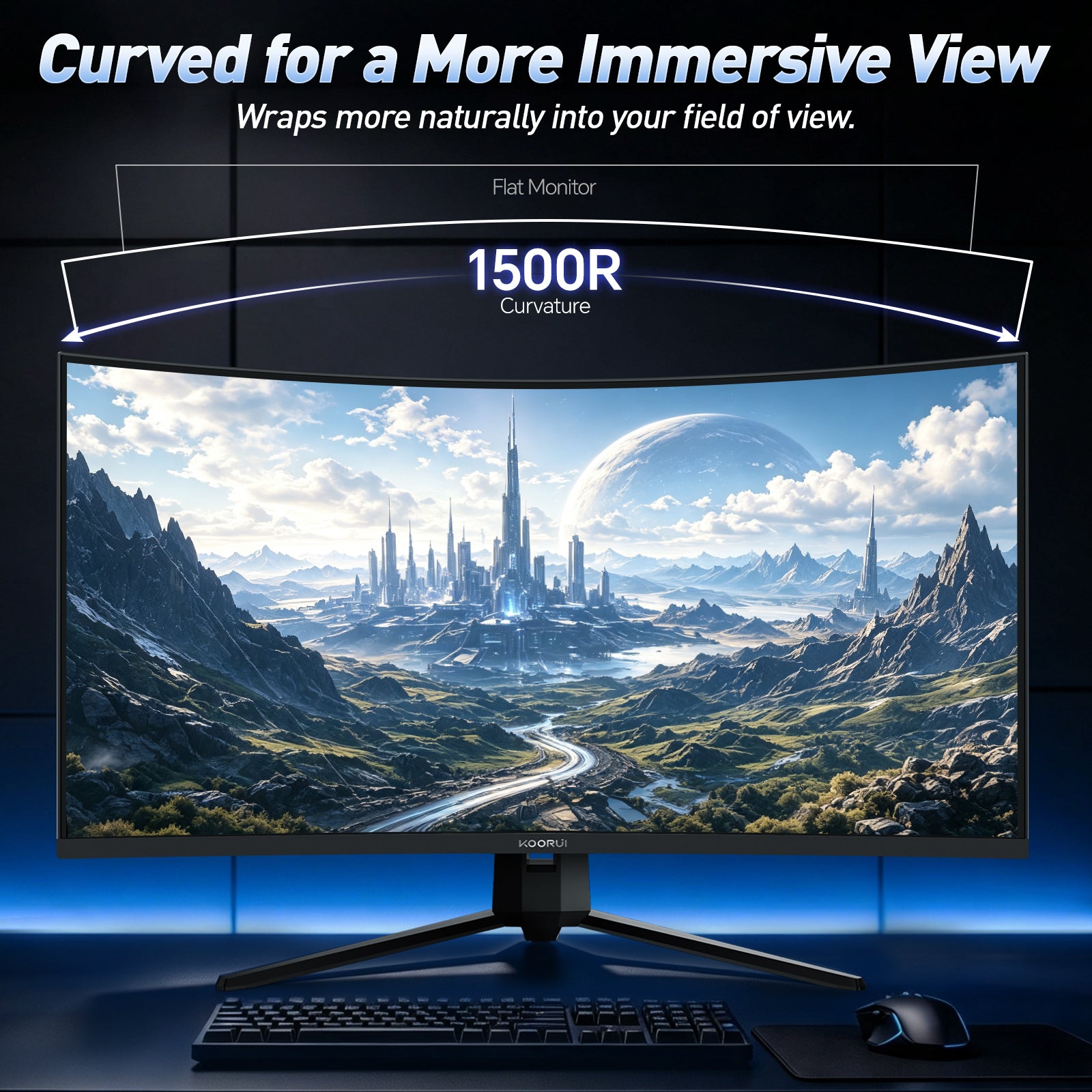KOORUI G3221SC 31.5" QHD 170Hz VA Curved Gaming Monitor - Image 3