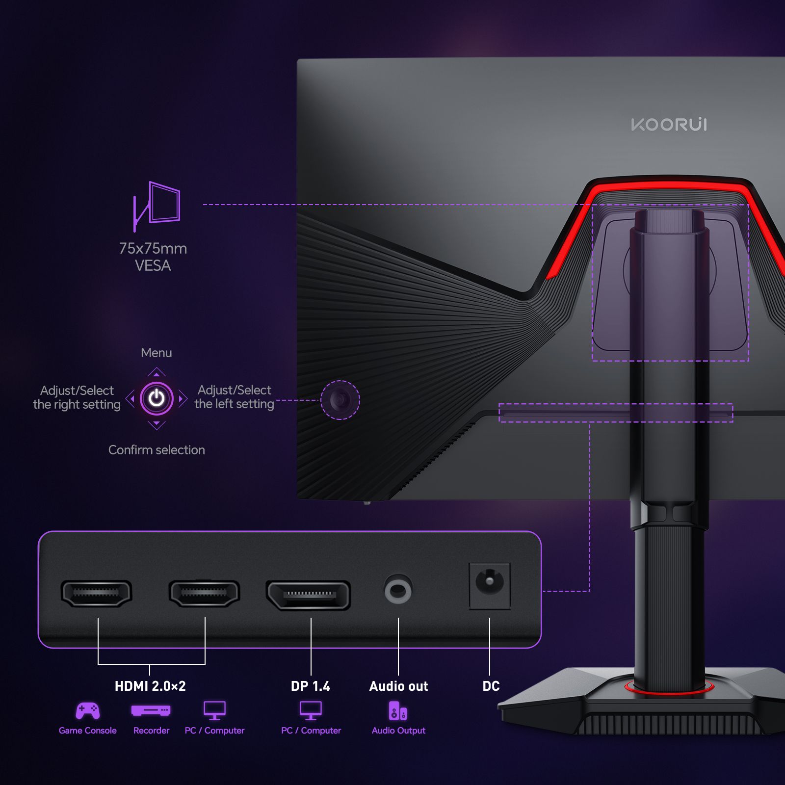 KOORUI G2722P 27" QHD 200Hz Fast IPS Gaming Monitor - Image 6