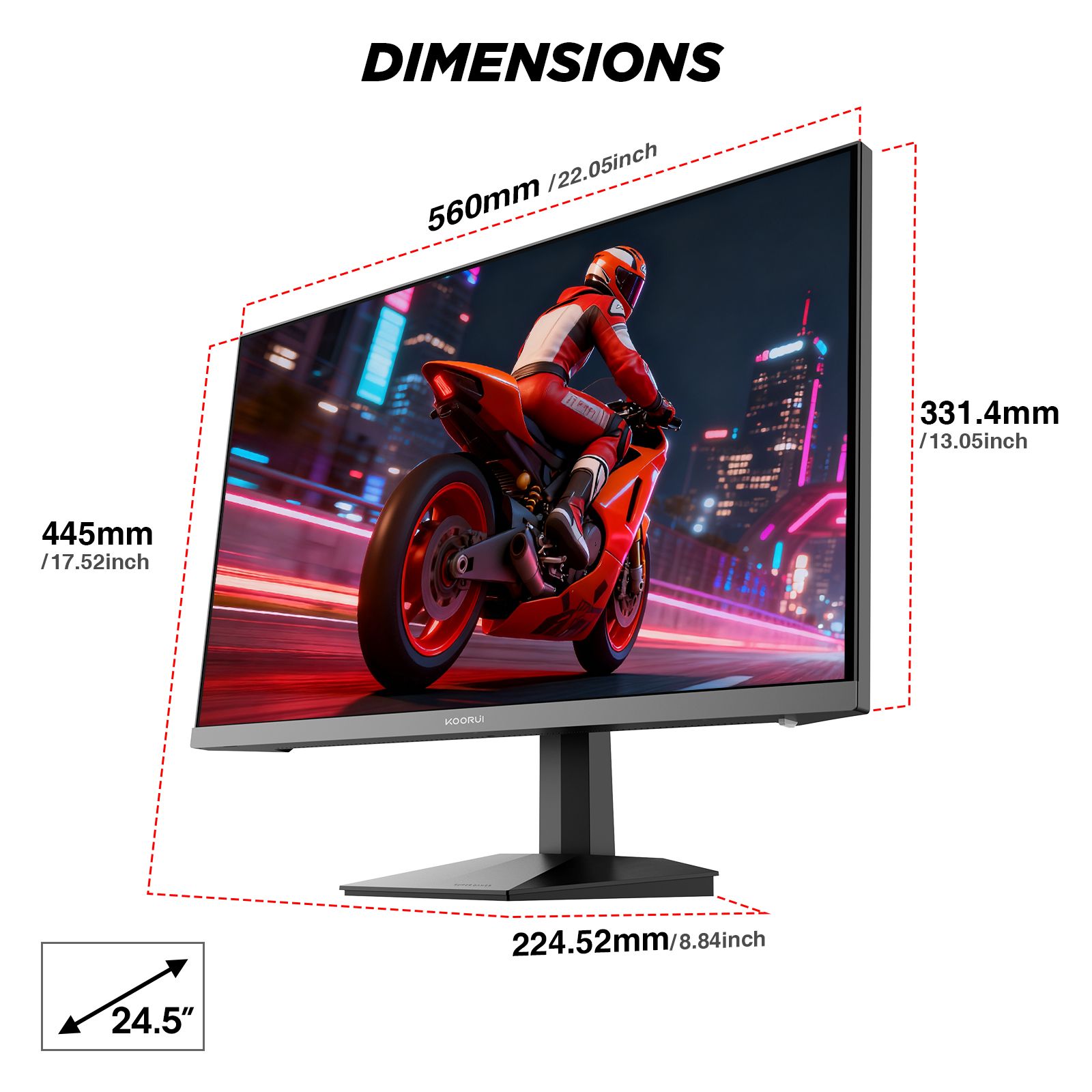 KOORUI G2511P 24.5" FHD 200Hz Fast IPS Gaming Monitor - Image 8