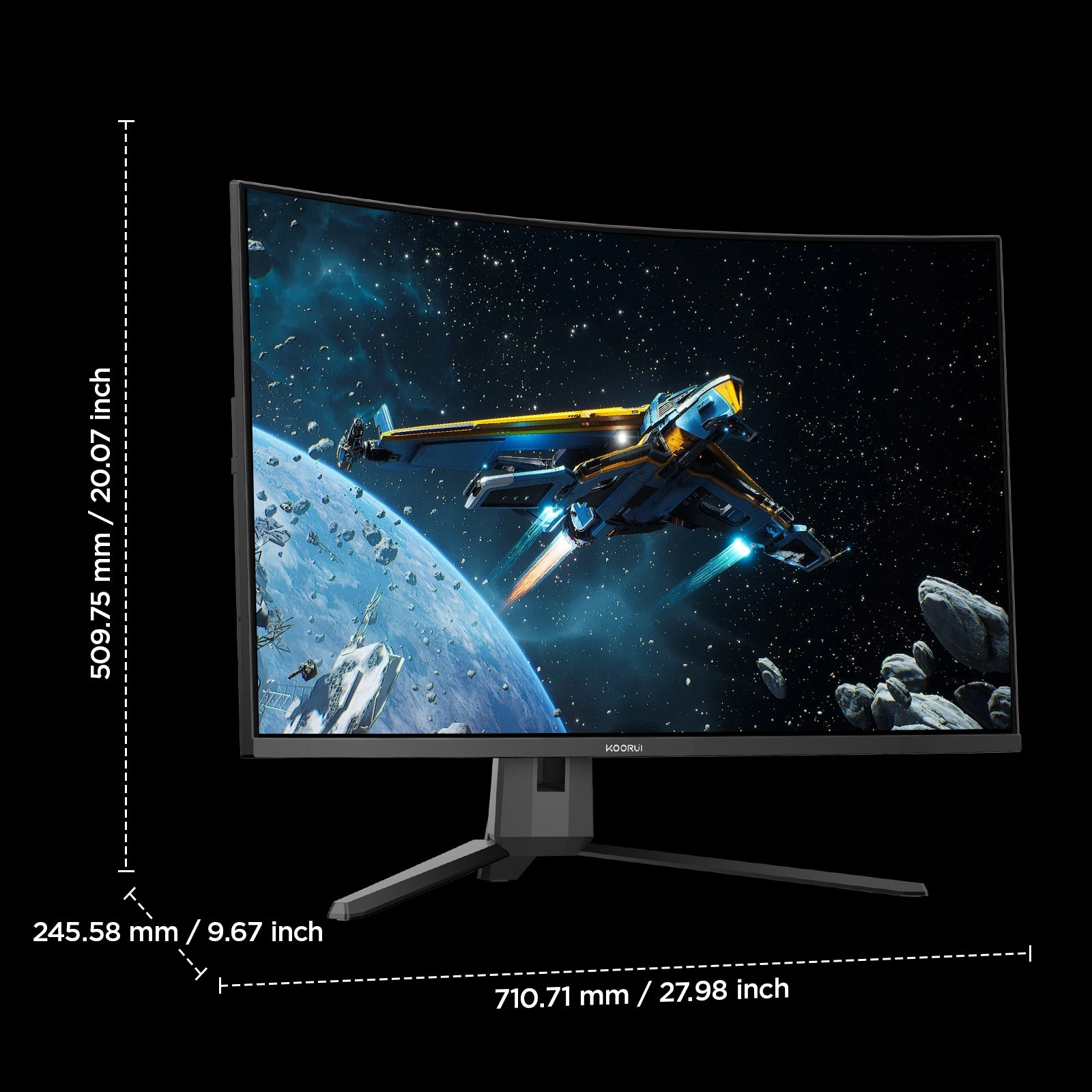 KOORUI G3221SC 31.5" QHD 170Hz VA Curved Gaming Monitor - Image 9